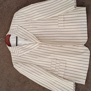 Valentino white and black striped double-breasted blazer. Size 50R